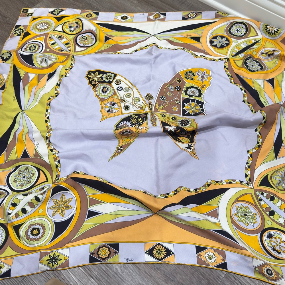 Emilio Pucci Butterfly In Motion Silk Square Scarf - Picture 1 of 8